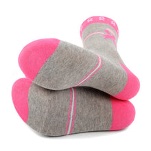 Load image into Gallery viewer, Parquet Women’s Gray & Pink Ribbon Breast Cancer Awareness Crew Socks