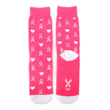 Load image into Gallery viewer, Parquet Women’s Pink & White Hearts Breast Cancer Awareness Crew Socks