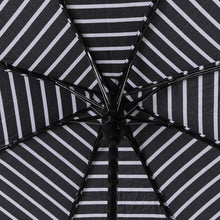 Load image into Gallery viewer, Nollia Compact Black & White Stripe Auto-Open Umbrella – 12" Travel Size, Wind-Resistant