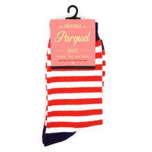 Load image into Gallery viewer, Women's Red & White Striped Crew Socks