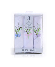 Load image into Gallery viewer, Selini Women's Embroidered Cotton Handkerchief Set – 3pc Box, 12 Pack
