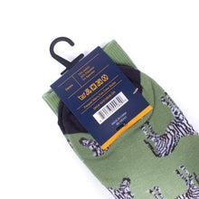 Load image into Gallery viewer, Parquet Men’s Wild Zebra Novelty Crew Socks – Light Green & Black
