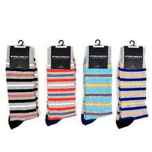 Load image into Gallery viewer, Feraricci Men's Multicolor Striped Dress Socks