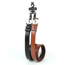 Load image into Gallery viewer, Umo Lorenzo Men's Genuine Leather Dress Belt Duo Pack – Black & Brown, Square Buckle (S–XL)