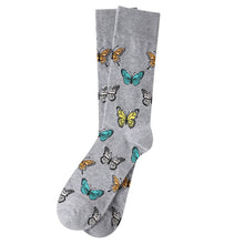 Load image into Gallery viewer, Parquet Men’s Butterfly Novelty Crew Socks – Gray