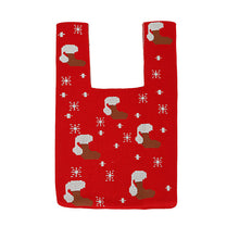 Load image into Gallery viewer, Nollia Red Reindeer & Snowflake Mini Knit Tote Bag