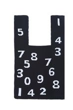 Load image into Gallery viewer, Black tote bag with white numeric print
