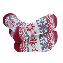 Load image into Gallery viewer, Parquet Men’s Snowflake Pattern Novelty Crew Socks – Burgundy & Gray