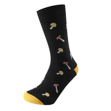 Load image into Gallery viewer, Parquet Men’s Mushroom Fungi Novelty Crew Socks – Black