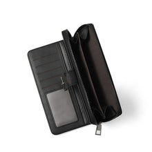 Load image into Gallery viewer, Nollia Ladies Classy Vegan Leather Long Tab Wallet – Black or Mauve