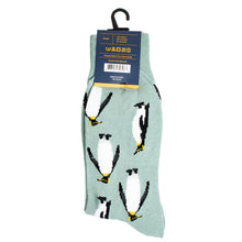Load image into Gallery viewer, Parquet Men’s Penguin Pattern Novelty Crew Socks – Light Gray