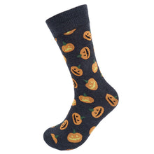 Load image into Gallery viewer, Parquet Men’s Pumpkin Pattern Crew Socks – Charcoal