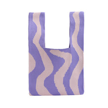 Load image into Gallery viewer, Nollia Purple Wavy Pattern Mini Knit Tote Bag