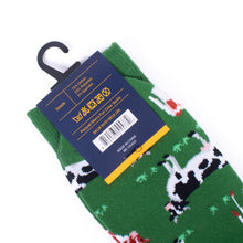 Load image into Gallery viewer, Parquet Men’s Cow Novelty Crew Socks – Green