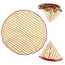 Load image into Gallery viewer, Laurant Bennet Striped Banded Bow Tie & Matching Hanky Pocket Round Set