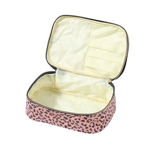 Load image into Gallery viewer, Nollia 4-Piece Makeup Bag Set – Pink Leopard & Clear Vegan Leather Travel Cosmetic Organizer Case