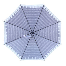 Load image into Gallery viewer, Parquet Music Note Auto Open Umbrella – Piano Print, Acrylic J-Handle, 41" Arc