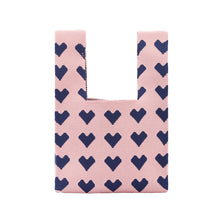 Load image into Gallery viewer, Soft and playful knit tote with purple sweetheart accents