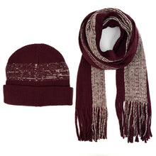 Load image into Gallery viewer, Men's Winter Knit Wine Scarf and Hat Set