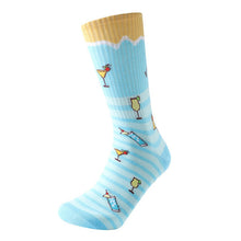 Load image into Gallery viewer, Parquet Men’s Tropical Cocktail Novelty Crew Socks – Sky Blue