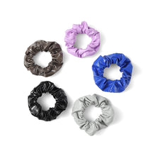 Load image into Gallery viewer, Nollia 5-Pack Shiny Faux Leather Scrunchie Set – Metallic Luxe Hair Accessories