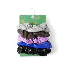 Load image into Gallery viewer, Nollia 5-Pack Shiny Faux Leather Scrunchie Set – Metallic Luxe Hair Accessories