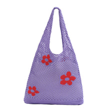 Load image into Gallery viewer, Nollia Purple Floral Crochet Knit Bag