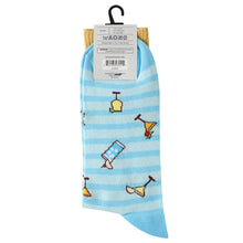 Load image into Gallery viewer, Parquet Men’s Tropical Cocktail Novelty Crew Socks – Sky Blue