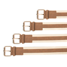 Load image into Gallery viewer, Umo Lorenzo Men's Striped Vegan Leather Casual Belt – Khaki, 4 Sizes