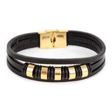 Load image into Gallery viewer, Vincent Di Mani Men's Watch & Bracelet Gift Set – 3-Piece Leather & Bead Boxed Set