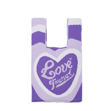 Load image into Gallery viewer, Nollia “Love” purple mini tote with layered heart design in cozy knit