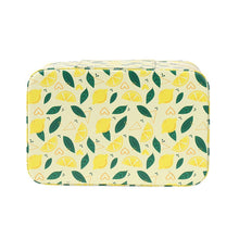 Load image into Gallery viewer, Nollia Large Lemon Print Makeup Train Case – Cosmetic Organizer with Handle & Mirror