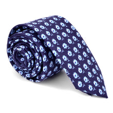 Load image into Gallery viewer, Feraricci Men’s Petite Flowers Cotton Skinny Tie Gift Set – Includes Matching Hanky & Lapel Flower (Red or Navy)
