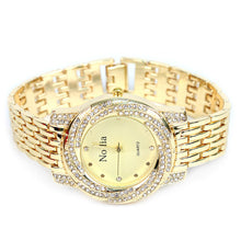 Load image into Gallery viewer, Nollia Gold Tone Ladies Dressy Watch – 35mm Crystal Accent Quartz Bracelet
