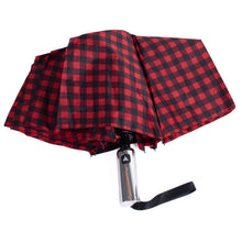 Load image into Gallery viewer, Nollia Compact Gingham Pattern Auto-Open Umbrella – 12" Travel Size, Black or Red