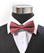 Load image into Gallery viewer, Silk Micro Dot Grid Banded Bow Tie – Printed Twill, Boxed