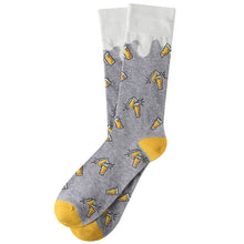 Load image into Gallery viewer, Parquet Men’s Frothy Beer Novelty Crew Socks – Gray