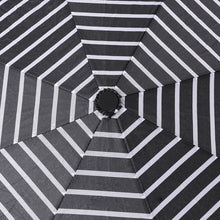 Load image into Gallery viewer, Nollia Compact Black & White Stripe Auto-Open Umbrella – 12" Travel Size, Wind-Resistant