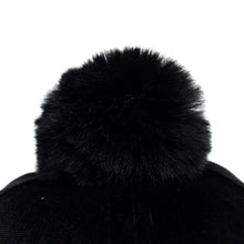Load image into Gallery viewer, Black Velour Baseball Cap with Faux Fur Pom Pom – Adjustable | 3 Pom Colors