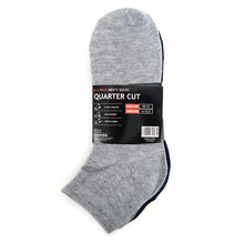 Load image into Gallery viewer, Men's Quarter-Cut Socks – 6 Pairs, Mixed Colors (2 Black, 2 Navy, 2 Gray)