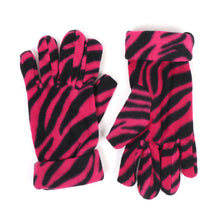 Load image into Gallery viewer, Nollia Women’s Pink Zebra Print Fleece Winter Hat, Scarf & Gloves Set