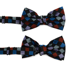 Load image into Gallery viewer, Laurant Bennet Checkered Pattern Banded Bow Tie & Matching Hanky Pocket Round Set
