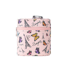 Load image into Gallery viewer, Nollia Medium Paris Butterfly Makeup Train Case – Pink Cosmetic Organizer with Mirror & Handle