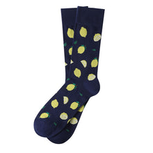 Load image into Gallery viewer, Parquet Men’s Lemon Novelty Crew Socks – Navy