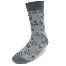 Load image into Gallery viewer, Parquet Men’s Bicycle Pattern Novelty Crew Socks – Gray or Black