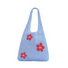 Load image into Gallery viewer, Nollia Blue Floral Crochet Knit Bag