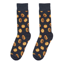Load image into Gallery viewer, Parquet Men’s Pumpkin Pattern Crew Socks – Charcoal