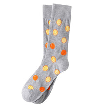 Load image into Gallery viewer, Parquet Men’s Fruity Orange Novelty Crew Socks – Gray