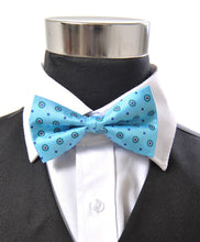 Load image into Gallery viewer, Silk Medallion & Dot Grid Banded Bow Tie – Printed Twill, Boxed