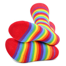 Load image into Gallery viewer, Parquet Men’s Rainbow Striped Novelty Crew Socks – Multicolor